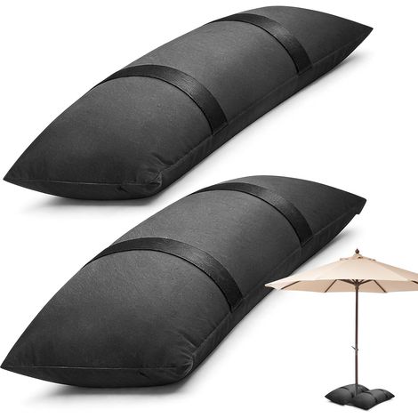 Lot de 2 sacs de sable à lester - 73 x 29 cm - Lestage - 20 kg - Pour parasol, trampoline, meubles de jardin - Noir (1/5)