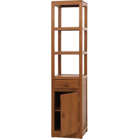 Estantería de teca HHG-818, armario de baño, estantería de baño, teca de alta calidad de categoría B (madera de corazón, 20-30 años), 180 x 40 cm (1/5)