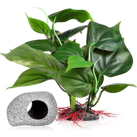 Plante artificielle en plastique pour aquarium avec cachette rocheuse pour la décoration d'aquarium (1/5)
