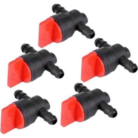 Robinet d'essence pour tondeuse à gazon, interrupteur de coupure de réservoir d'essence, robinet de carburant en plastique pour tondeuse à gazon pour jardin et utilisation agricole 5 pièces (1/4)