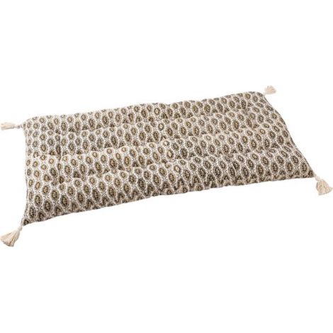 Coussin 120x60 cm avec pompons en tissu noir et moutarde - OLDY
