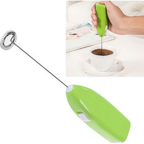 Tragbarer elektrischer Küchen-Eierquirl, Mini-Eiermixer, Kaffee, Milchtee aus Edelstahl, grün. (1/5)