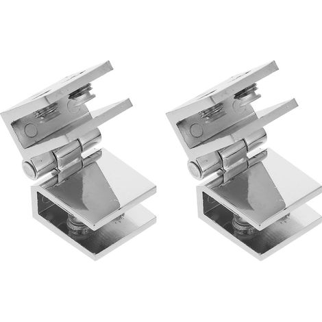 2 Pièces Charnière en Alliage de Zinc pour Porte en Verre sans Perçage, Installation Simple et Forte Praticabilité, pour Vitrines et Armoires Argentées (1/5)
