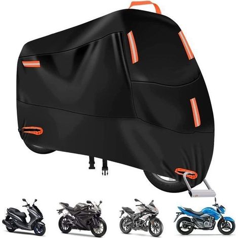 Housse de protection pour moto - AISTUO - 210D - Imperméable - Dimensions 245x105x125 cm - Noir (1/4)