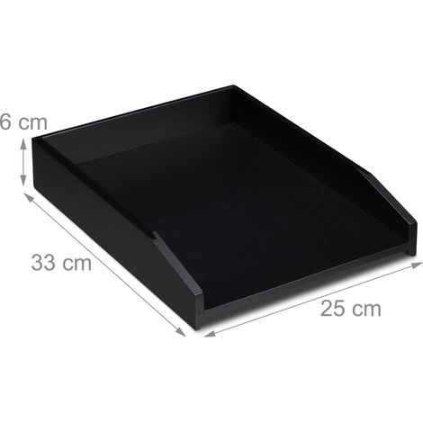 Set di 2 portadocumenti impilabili design pulito ufficio 32 x 24 x 10 cm in bambù nero 130007027