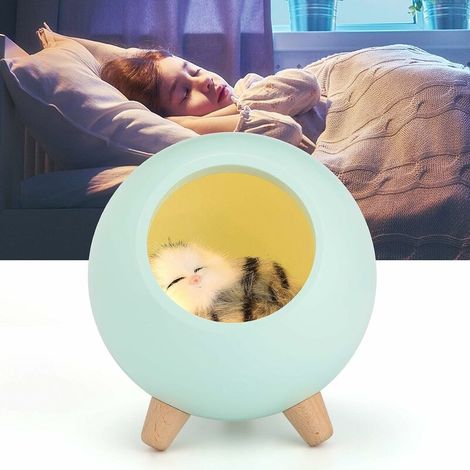 Veilleuse Enfant LED, Cadeau Fille 6 ans, Lampe de Chevet Tactile Rechargeable, Lampe Chat Cadeau pour Femme Enceinte, Enfant, bébé, (Vert) (1/5)