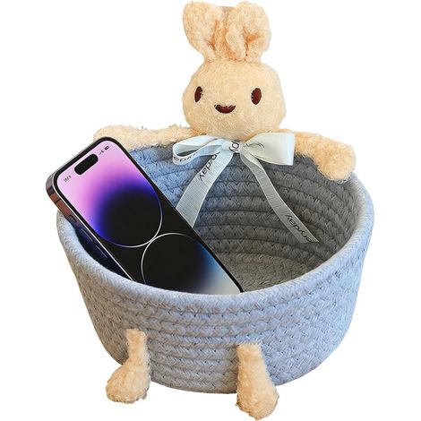 Paniers de rangement en corde - Gain de place vide mignon,Panier Décoratif pour Décoration Amusante - pour jouets livres déco maison chambre salon salle de bain buanderie étagère bureau (1/5)