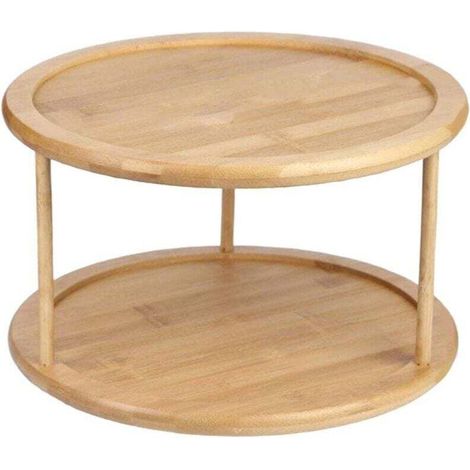 Étagère à Épices Tournant Bois 2 Niveaux pour Organisation Cuisine Armoire (1/3)