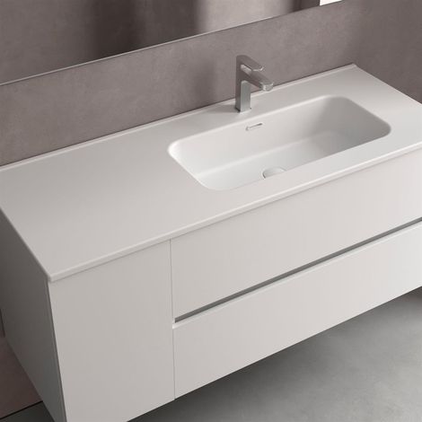 Lavabo CONSTANZA 1000I sans siphon ni bonde click, pour meuble 700 BLANC MAT 1010 x 20 x 460 mm (1/2)