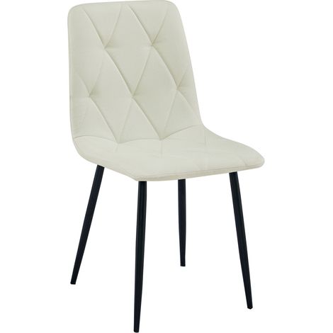 Sedia Libra beige imbottita con gambe in metallo nero (1/5)