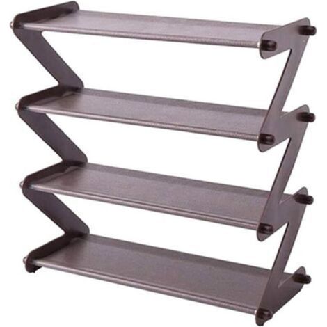 Étagère à chaussures 4 niveaux en forme de Z, rangement de chaussures en tissu non tissé pour bottes, baskets, talons hauts, pantoufles, sandales et appartements (1/5)