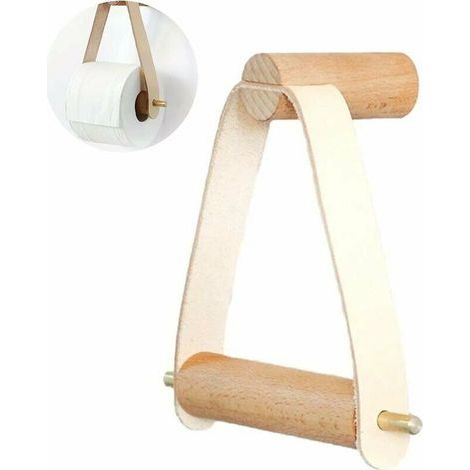 Soporte de papel higiénico de pared Nordic Creative, soporte de papel higiénico de madera, soporte de papel higiénico de madera reutilizable para baño con tornillos. (1/5)