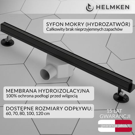 Desagüe lineal Helmken 370S3802, 800x31 mm, negro mate. (1/5)