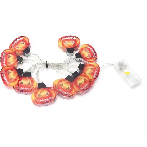 Lichterkette in Kürbisform mit 10 LEDs, batteriebetrieben, dekoratives Lampenzubehör für Halloween (1/5)