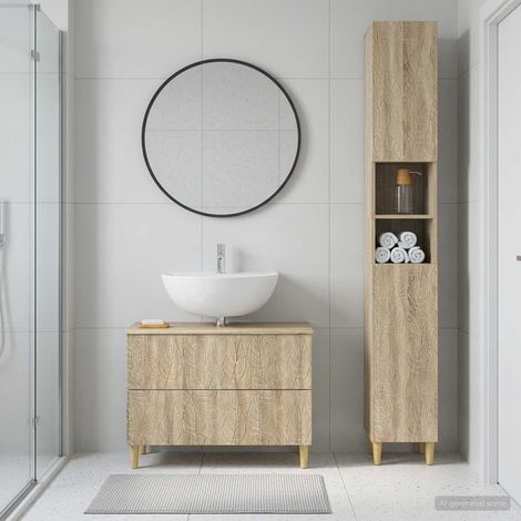 vidaXL 2 Piece Bathroom Cabinet Set DELFT Sonoma Oak Engineered Wood (1/5)