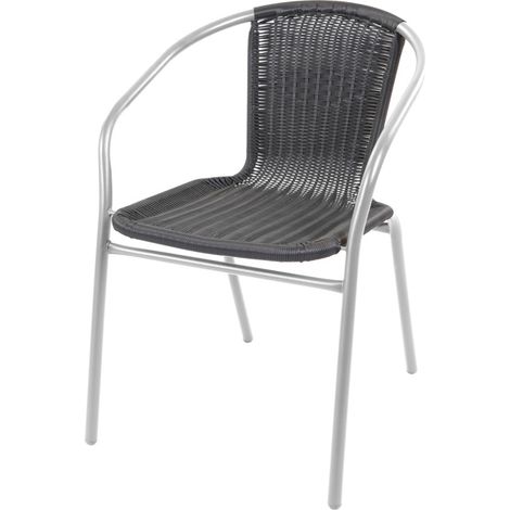 Linder Exclusiv Poly Rattan Gartenstuhl Terrasse Stuhl Silber/Schwarz