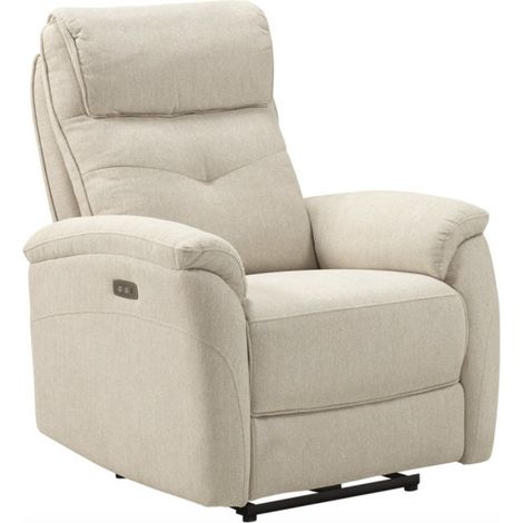 Les Tendances – Fauteuil électrique Klona en tissu polyester beige clair – Inclinaison multi-positions – Port USB intégré – Assise confortable 48 cm (1/5)
