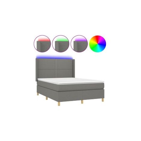 Sommier à lattes de lit matelas LED Gris foncé 140x200 Tissu (1/5)