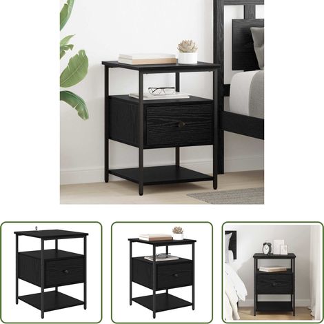 Rangement chambre -  Cabinet de chevet Chêne noir 40 x 42 x 56 cm Bois d'ingénierie (1/5)