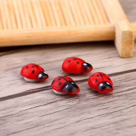 Lot de 100 coccinelles en bois adhésives, stickers muraux déco chambre enfant, autocollants artisanaux pour bricolage créatif (1/3)