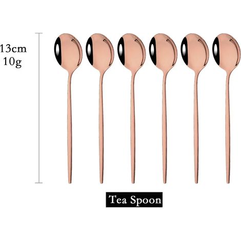 (Or rose, 6 cuillères à café) Vaisselle de cuisine en acier inoxydable