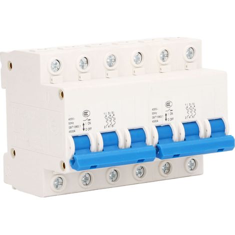 Disjoncteur double, rail de guidage DIN, micro-verrouillage, inverseur manuel 3P+3P 4500 A, 400 V CA, 63 A (1/5)