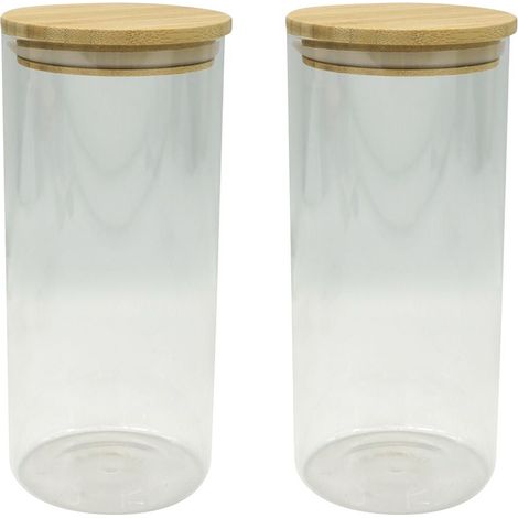 Lot de 2 boîtes de conservation verre 1L avec 2 ustensiles de cuisine Fackelmann Nature Divers (1/4)
