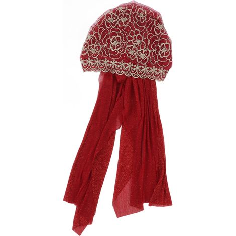 Womens Muslim Hijab Elastic Breathable Soft Comfortable Durable Material Skin Friendly Flower Pattern Muslim TurbanWine Red (1/5)