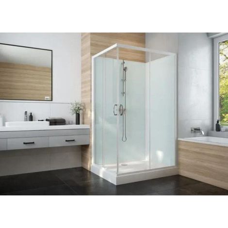 Leda – Cabine de douche 100x80cm IZIGLASS 2 rectangulaire portes d'angle coulissantes en verre transparent – Montage facile, durabilité supérieure