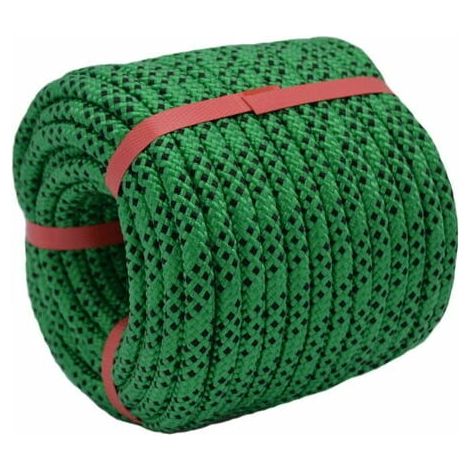 Corde de gréement d'arboriste en polyester tressé (3/8" X 100') Corde de traction solide pour l'escalade, la voile, les balançoires de jardinage, vert/noir (1/5)