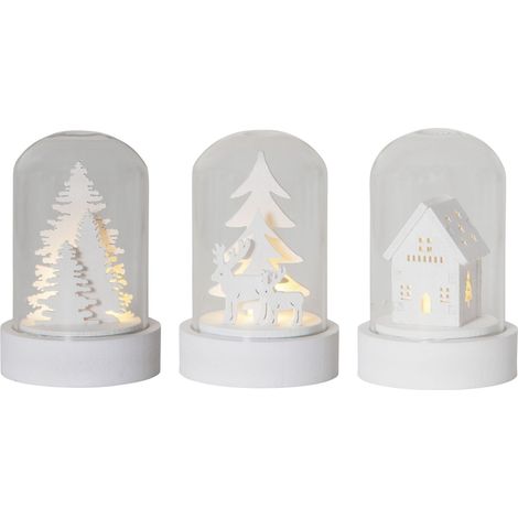 LED Deko Kupol mit Glaskuppel, batteriebetrieben, 3er Set, weiß (1/5)