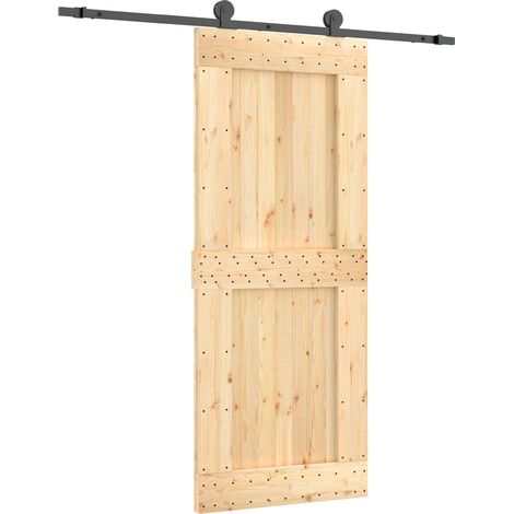 Schiebetür Natürlich und Schwarz 85 x 210 cm Massivkiefer vidaXL (1/5)