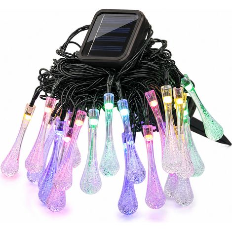 Guirlande Lumineuse Solaire LED Goutte, 30 LED Blanc Chaud, 8 Modes, Étanche pour Jardin et Noël (1/5)