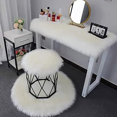 Tapis Fourrure Synthétique - 45x45 cm - Blanc - Pour Canapé Chambre Salon Enfant - 1 Pièce (1/5)