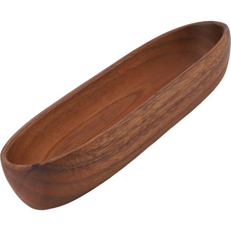 HOXILEELEO - Saladier en bois, bol en forme de bateau de grande capacité pour pain, fruits et en-cas, fait main en bois massif avec une surface lisse et des détails raffinés (grand format) (1/4)