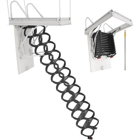 Charge Maximale 299,4 kg Montée Sécurisée Escalier de Grenier Rétractable Acier et Aluminium pour Trémie 100x70 cm (1/5)