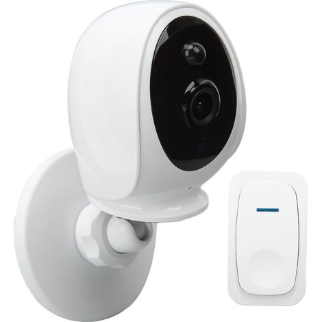 Sonnette vidéo sans fil 1080p avec vision nocturne infrarouge HD et prise européenne (100-240 V). (1/5)