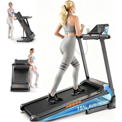Tapis de course pliable FT61 – Écran LED, contrôle tactile, moteur 3.0HP, inclinaison 0-15%, 12 programmes, charge max 135 kg