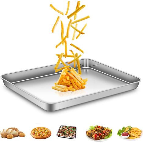 Baking Tray Professional Stainless Steel Baking Tray Oven for Home Kitchen, Non-Stick Healthy Super Mirror Finish Dishwasher Safe, 40 x 30 x 2.5 cm