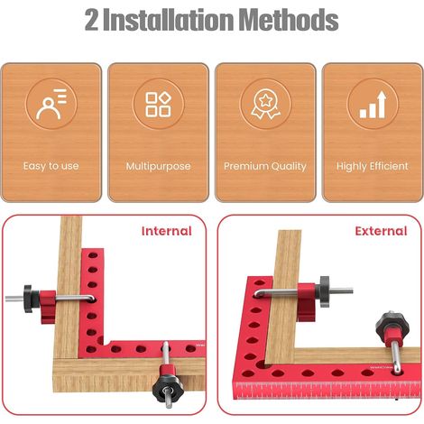 Irovami Équerre de positionnement 90° 7.1 pouces Serre-joints d'angle en aluminium – Pour assemblage de meubles, cadres, armoires (1/2)