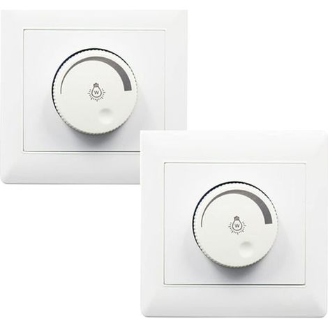2-pack wall dimmer switch, rotary knob light controller panel - AC180-265V - white