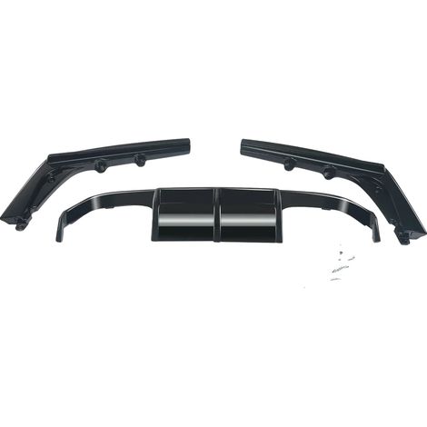 Labio difusor trasero, compatible con modelos de vehículos de lujo de 2015 a 2020, resistente a la intemperie, negro brillante. (1/2)