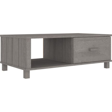 Tavolino con cassetto e scomparto, design moderno e contemporaneo, leggero 100 x 55 x 35 cm, legno massello di pino grigio DEC039422