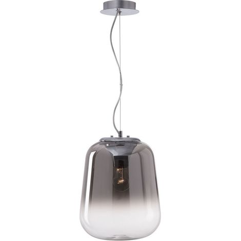 Merano Garland 33cm Globe Suspension Plafonnier Verre Fumé Chrome Aluminium LED E27