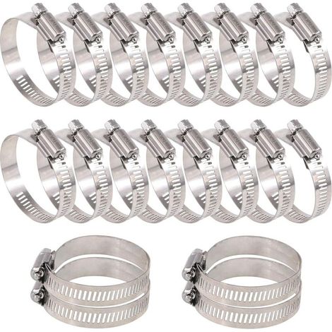 Sortiment von 20 verstellbaren Schlauchschellen mit Schneckengewinde aus Edelstahl 304 (33-57 mm) (1/4)