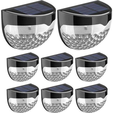 Lampes solaires pour clôture  Sans fil, étanches, idéales pour les terrasses, les marches, les patios, les allées et les escaliers (lot de 8) - AquaForge (1/5)