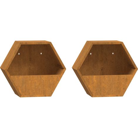 Vaso per fioriera aiuola rialzata piante fiori muro giardino terrazze set da 2 Acciaio corten arrugginito 30 x 10 x 25 cm marrone 020039116