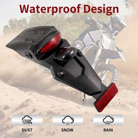 Plaque d'immatriculation de lampe à étape de frein à LED arrière Fender de moto (1/4)