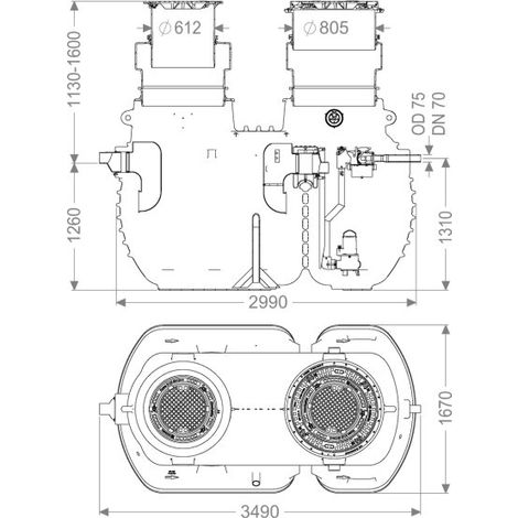 KESSEL 96004-DR-170B Séparateur de graisses EasyClean encastrable