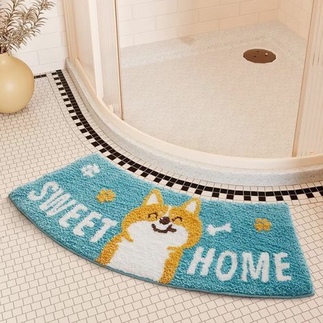 [NEVER USED] Curved Bath Mat, Corner Shower Mat Non-Slip Bathroom Mat Curved Quadrant Bath Mat Ventilated Shower Mats, With Non-Slip Bottom, Absorbent, Washable, 40  75cm